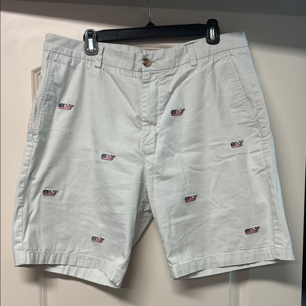 Vineyard Vines American Flag Embroidered Whale Shorts